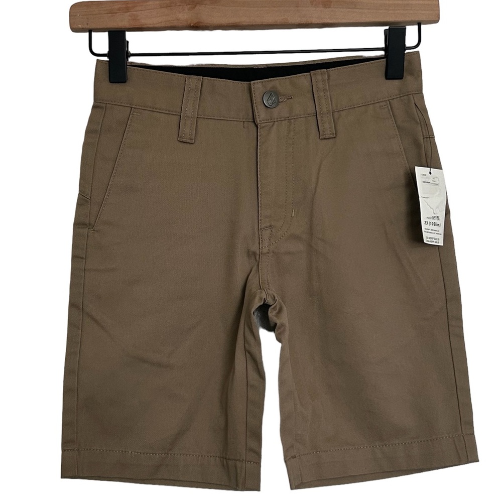 NEW VOLCOM BOYS Khaki Shorts Size 10 Slim
